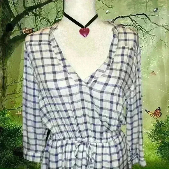 BB Dakota Baby Blue Checkered Jumper Dress - Picture 2 of 9